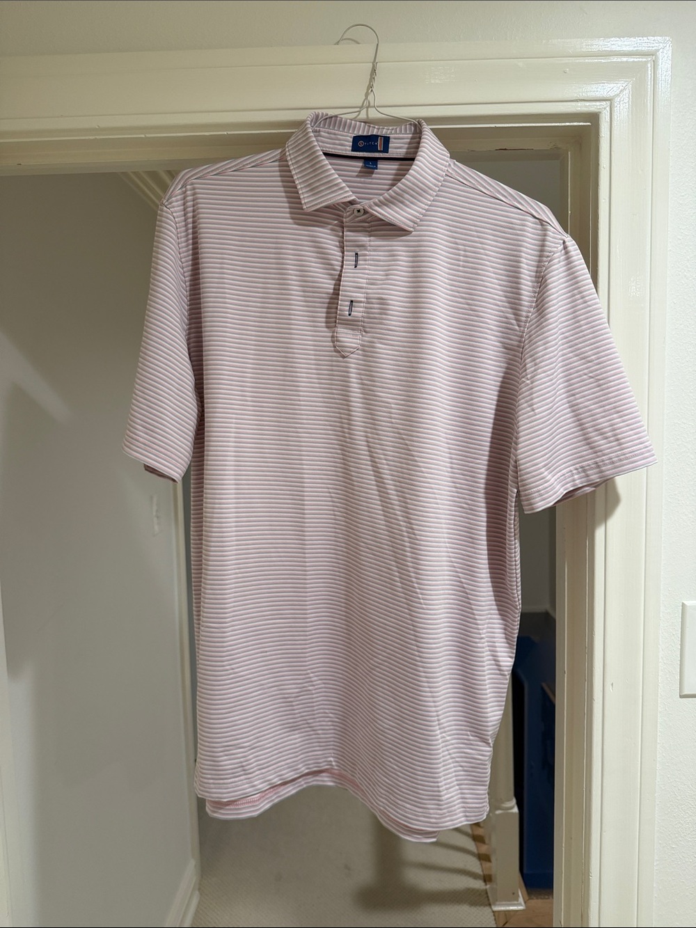 Stitch Golf Striped Polo Shirt - Light Pink